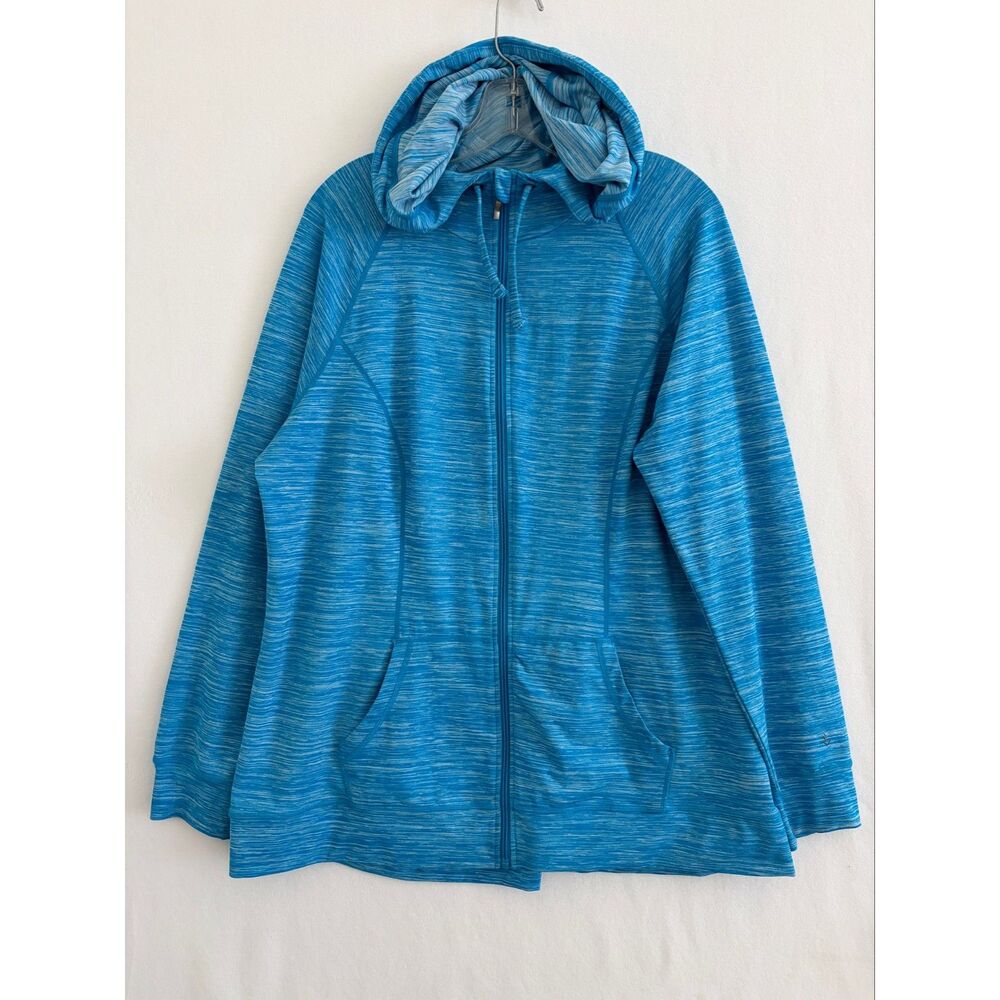 Torrid Active Size 2 Blue Space Dye Full Zip Hooded Jacket Plus Size